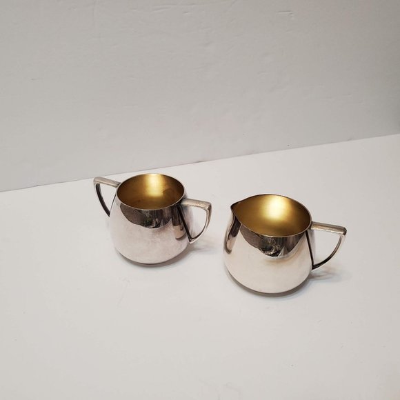 Empire Crafts Silver Plate Creamer and Sugar Set, Mid Century Quadruple Plated - Picture 5 of 6